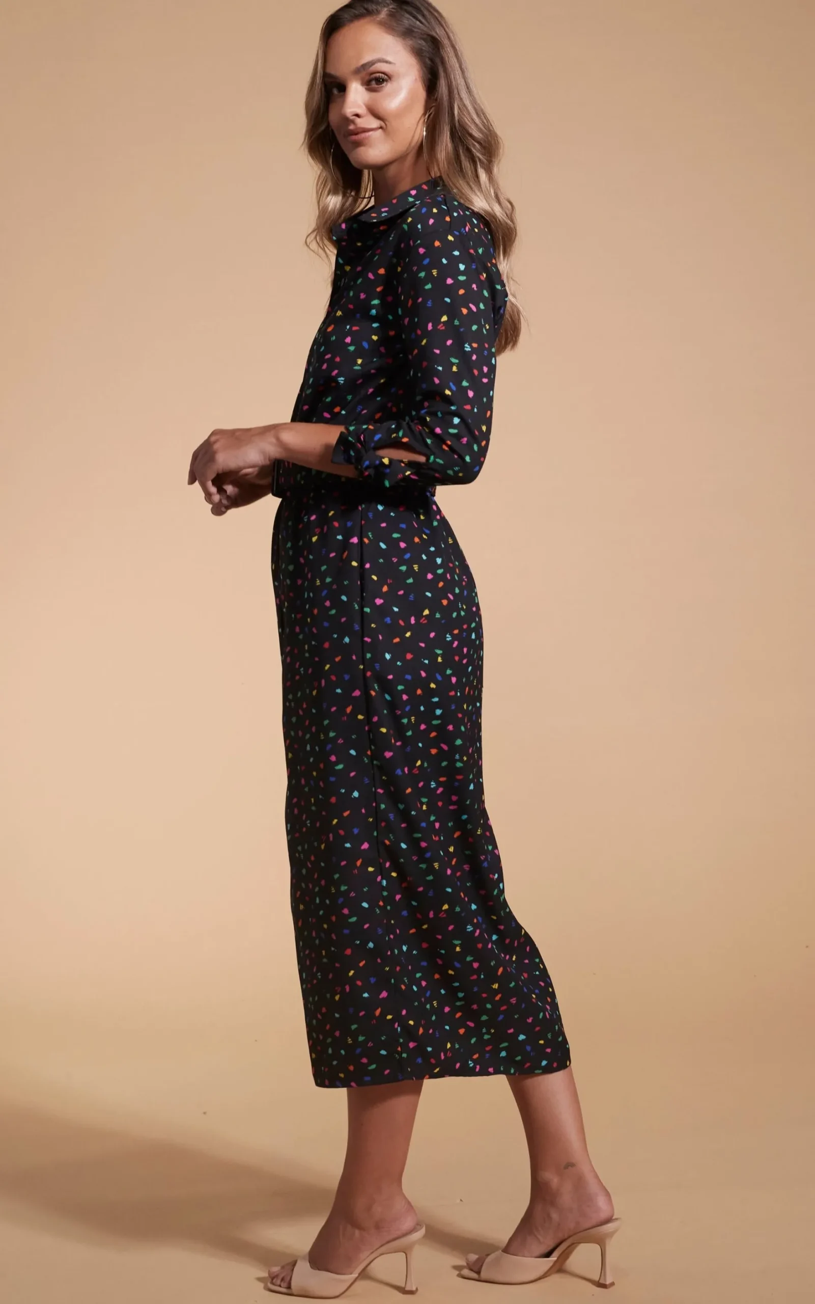 Alva Midi Shirt Dress In Abstract Multi