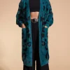 Coco Wrap Cardigan In Black On Forest Green Leopard