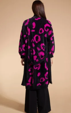 Coco Wrap Cardigan In Cerise On Black Leopard