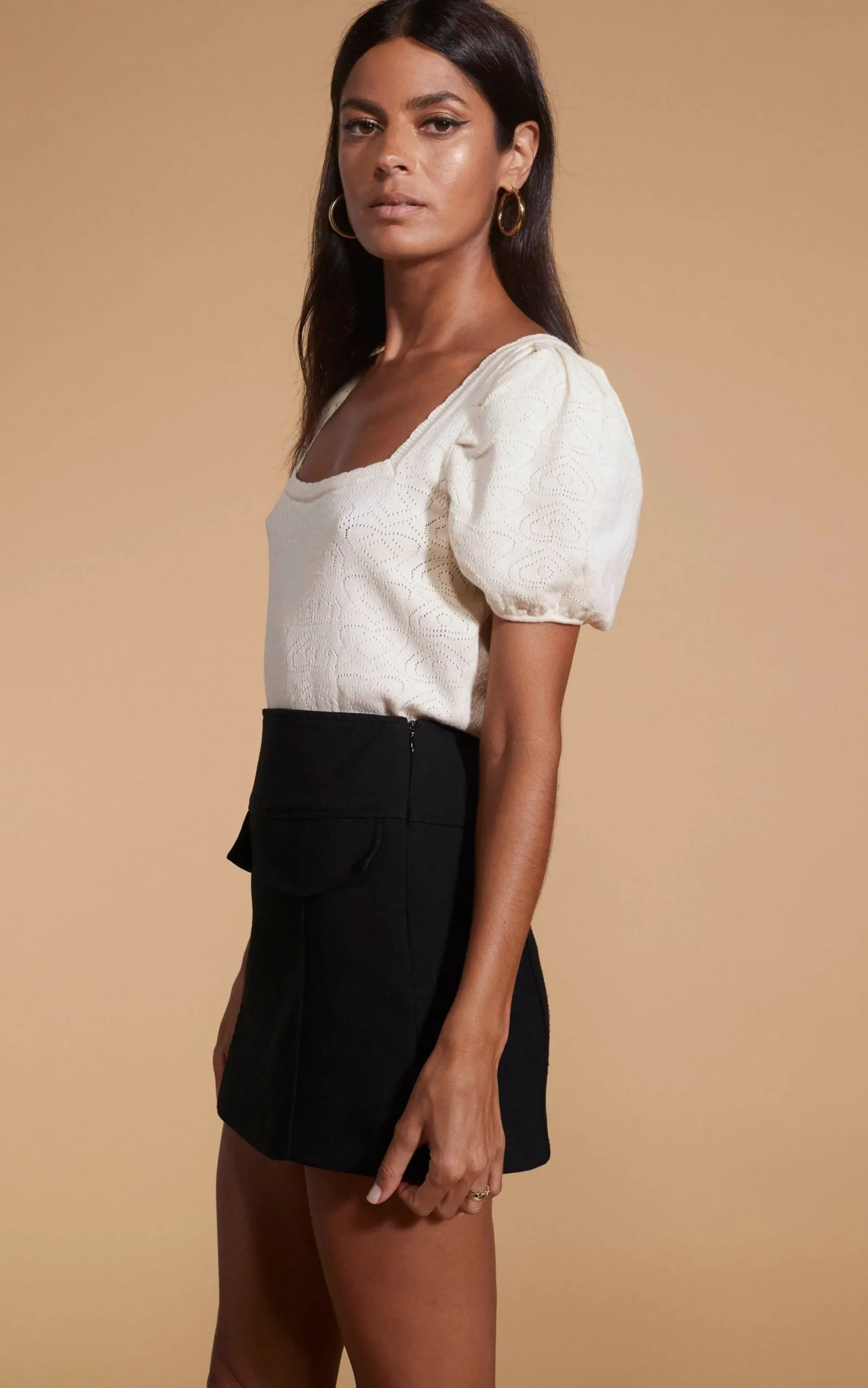 Daphne Pointelle Top In Cream