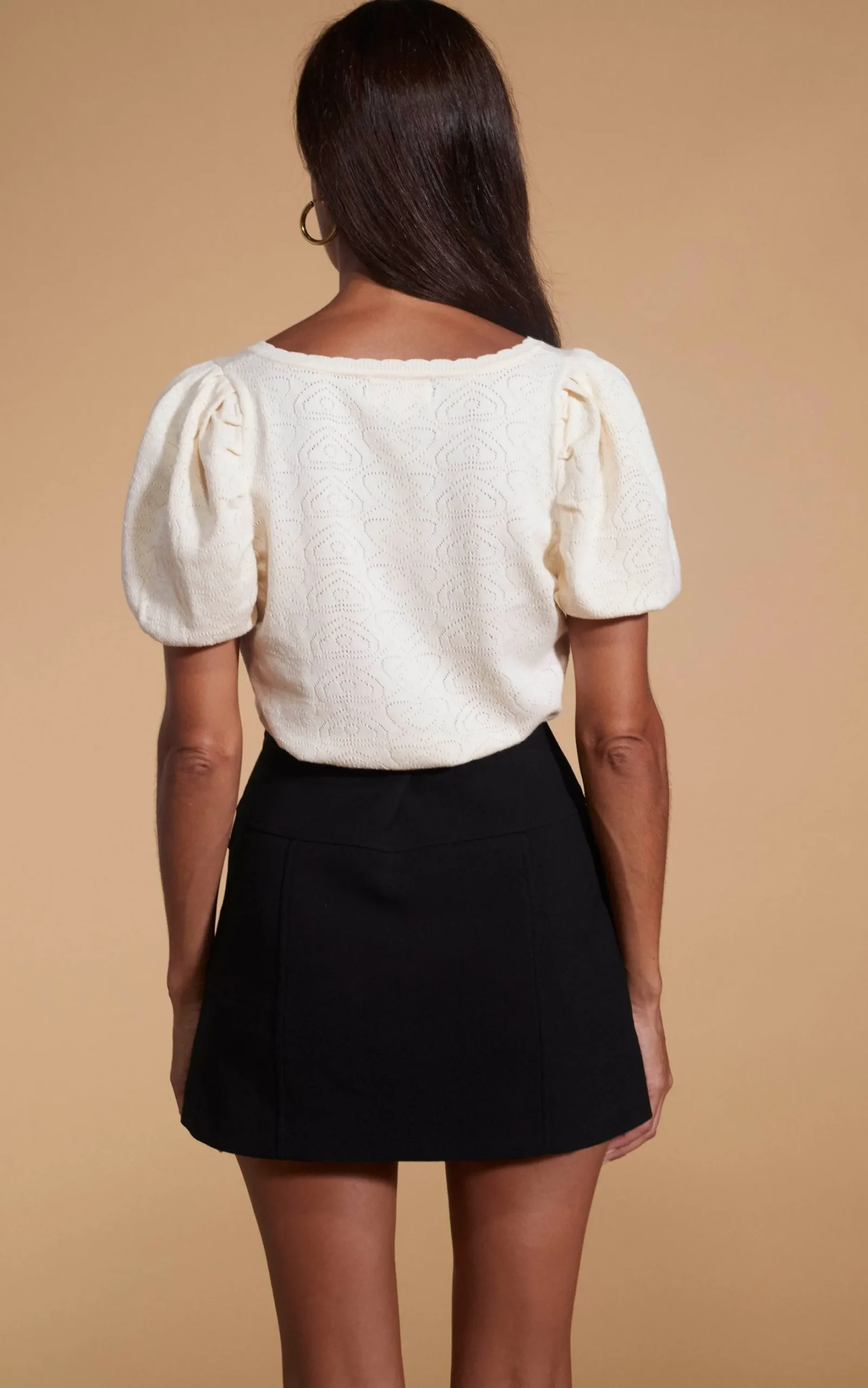 Daphne Pointelle Top In Cream