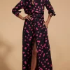 Dove Dress In Abstract Dot Pink On Black