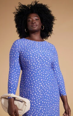 Estella Midaxi Dress In Odd Dot Pink On Amparo Blue