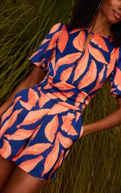 Fleur Playsuit In Abstract Leaf