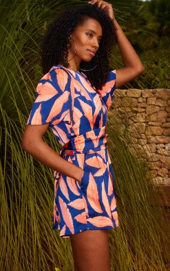 Fleur Playsuit In Abstract Leaf
