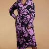 Frankie Wrap Dress In Lilac On Black Floral - Extended Sizing