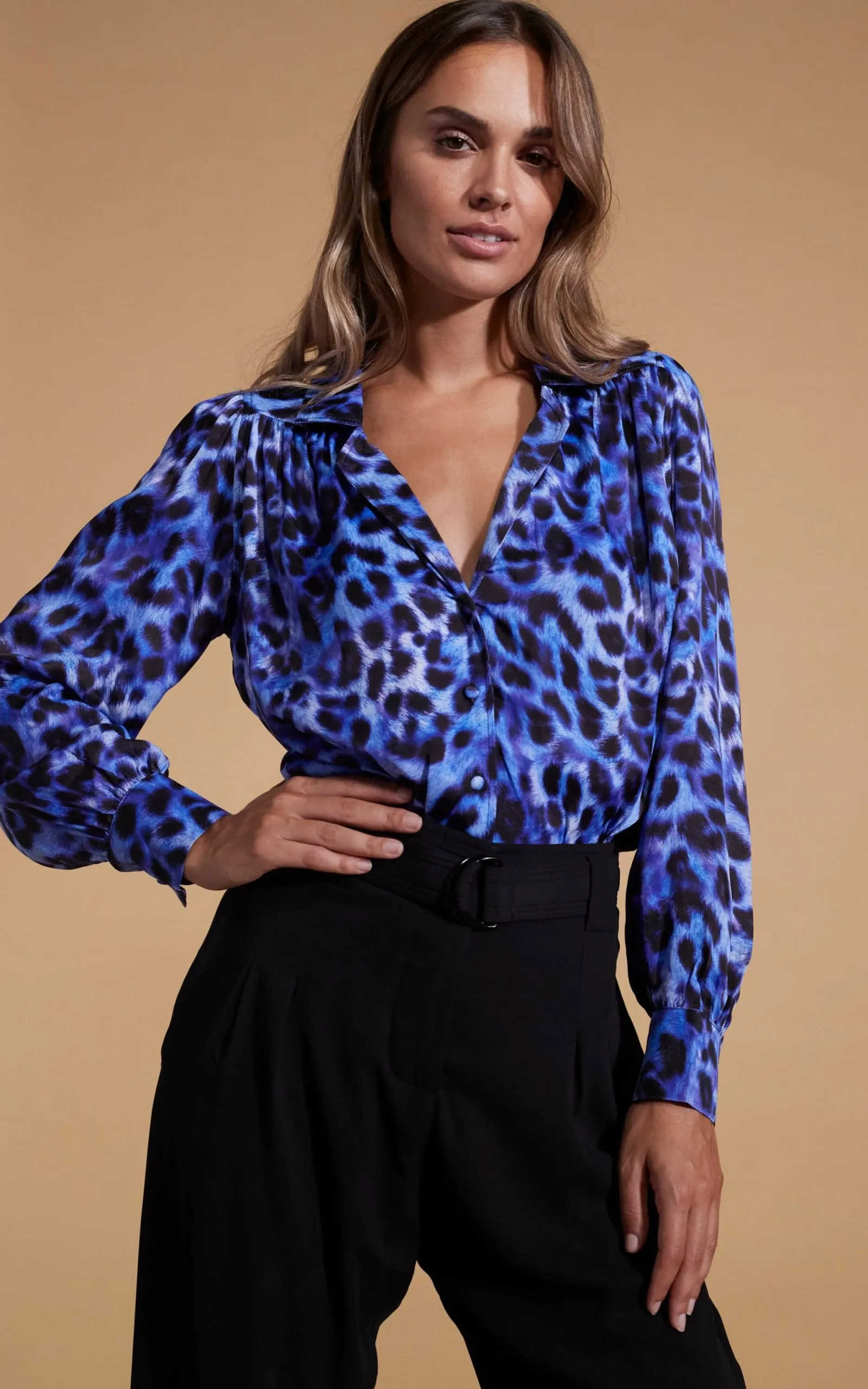 Halo Dominic Shirt In Blue Leopard