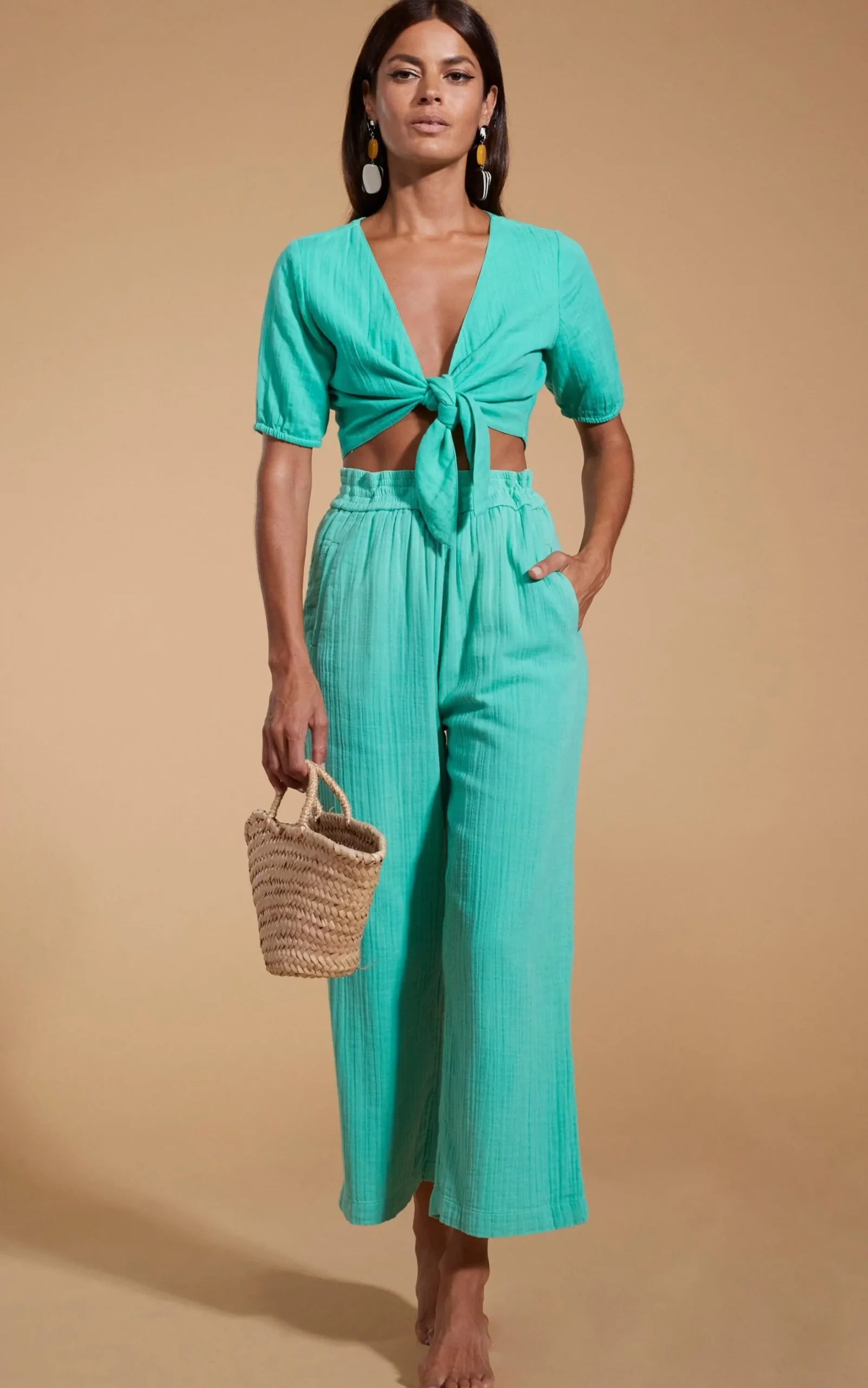 Halo Indra Tie Top In Mint Green