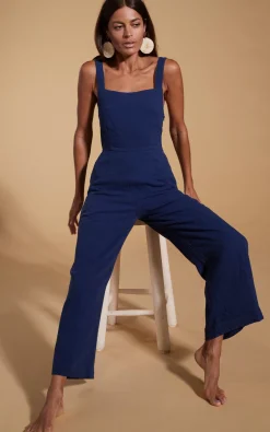 Halo Kimani Twist Back Jumpsuit In Navy