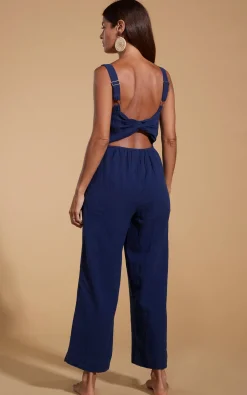 Halo Kimani Twist Back Jumpsuit In Navy
