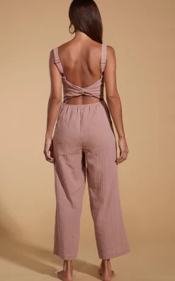 Halo Kimani Twist Back Jumpsuit In Fawn