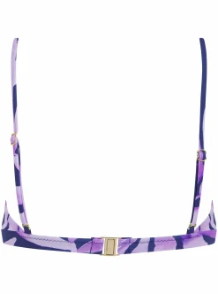 Halo Lalita Bandeau Bikini Top In Watercolour Purple Leaf