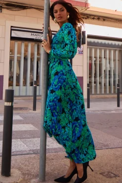Jagger Maxi Dress In Blue & Green Floral