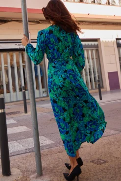 Jagger Maxi Dress In Blue & Green Floral