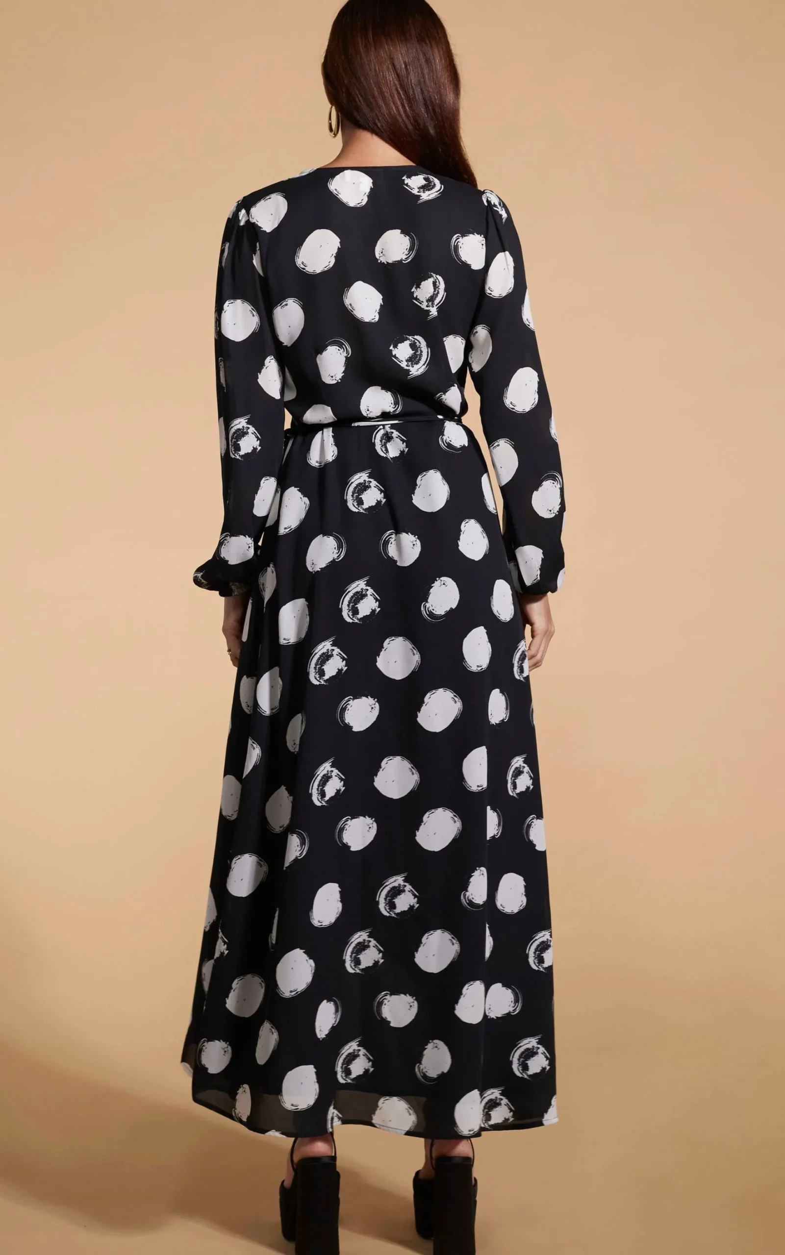Jagger Maxi Dress In White On Black Dot