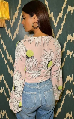 Joanie Tie Top In Pink Echinacea
