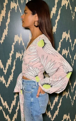 Joanie Tie Top In Pink Echinacea