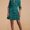 Jonah Mini Shirt Dress In Green Snake