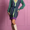 Lara Metallic Knit Mini Dress In Stripe
