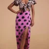 Lily Dress In Blush Leopard & Black On Pink Dot