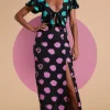 Lily Dress In Green On Black Dot & Pink On Black Dot