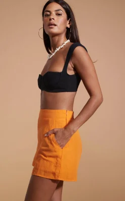 Lola Linen Shorts In Orange
