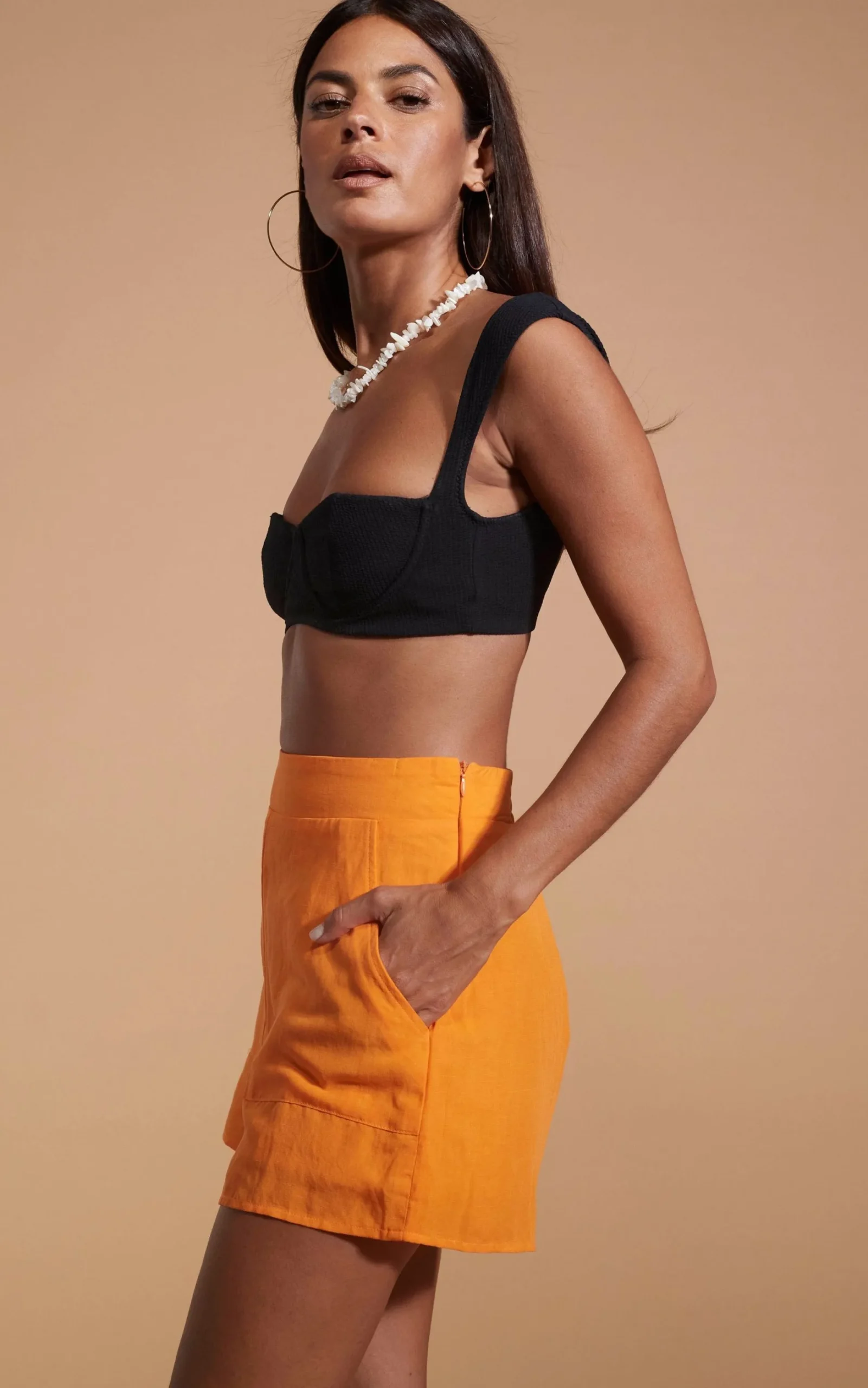 Lola Linen Shorts In Orange