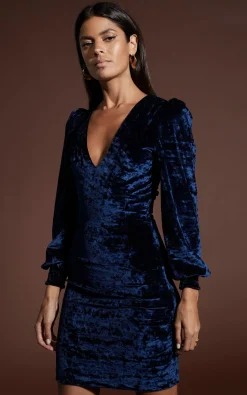 Lulu Mini Dress In Navy Velvet