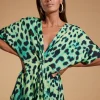 Makuna Kaftan In Lime Leopard