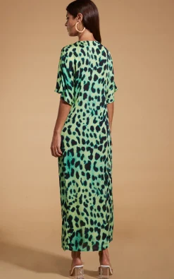 Makuna Kaftan In Lime Leopard