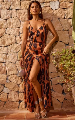 Mariah Wrap Dress In Chocolate Leopard