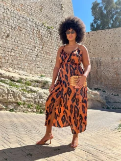 Mariah Wrap Dress In Chocolate Leopard - Extended Sizing