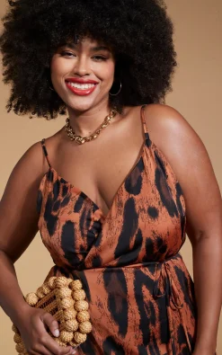 Mariah Wrap Dress In Chocolate Leopard - Extended Sizing