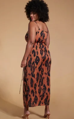 Mariah Wrap Dress In Chocolate Leopard - Extended Sizing