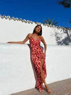 Mariah Wrap Dress In Orange Leopard