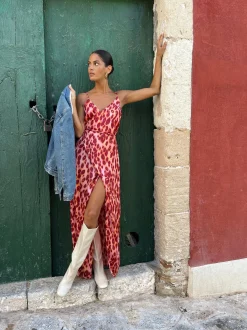 Mariah Wrap Dress In Orange Leopard