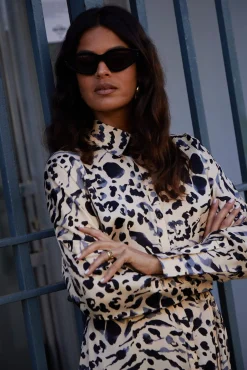 Melody Mini Shirt Dress In Smudge Leopard