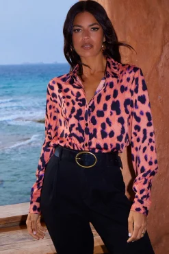 Nevada Shirt In Plorange Leopard