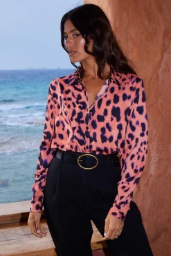 Nevada Shirt In Plorange Leopard