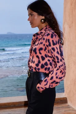Nevada Shirt In Plorange Leopard