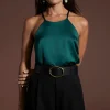 Nina Halter Cami Top In Pine Green
