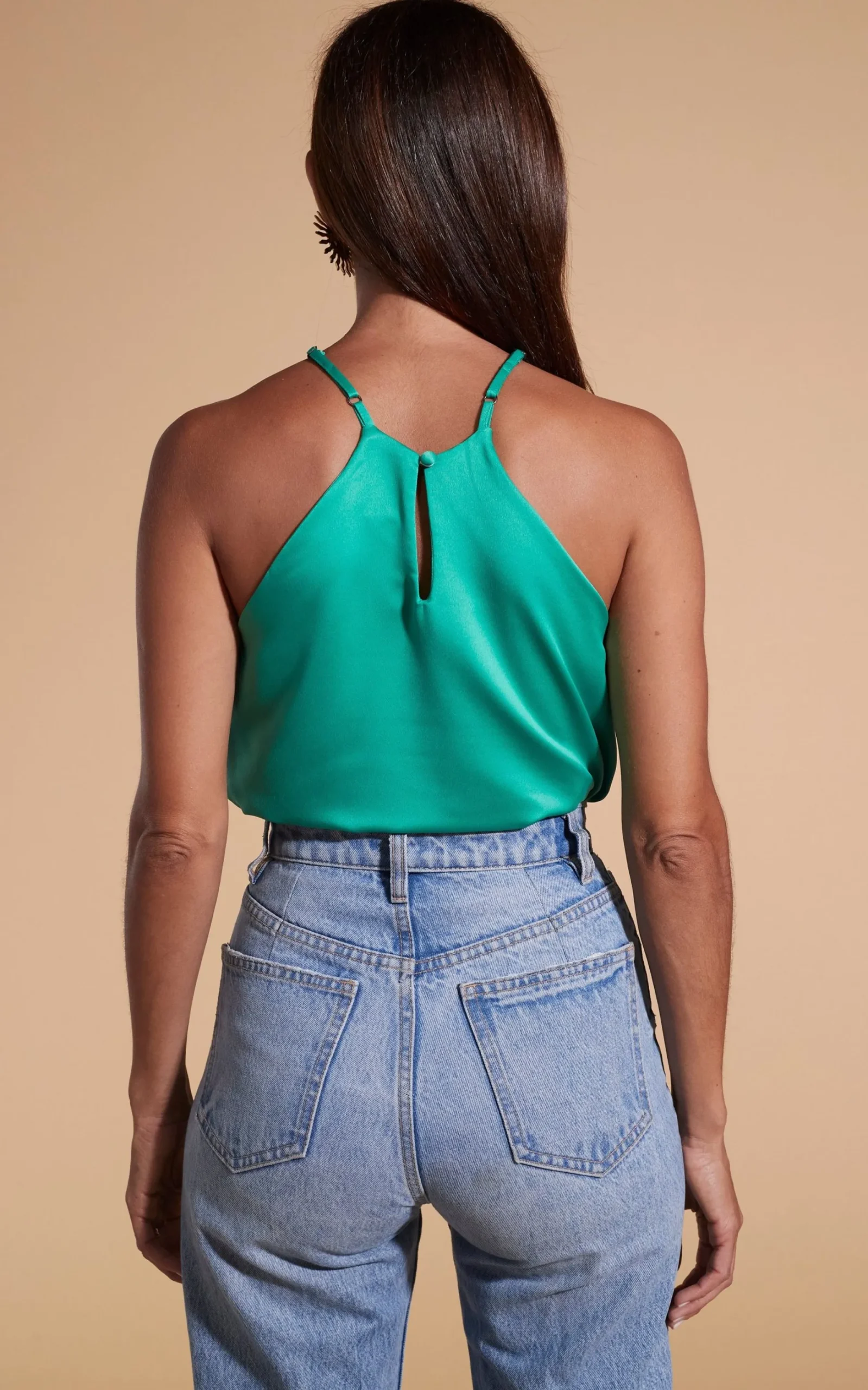 Nina Halter Cami Top In Teal Green