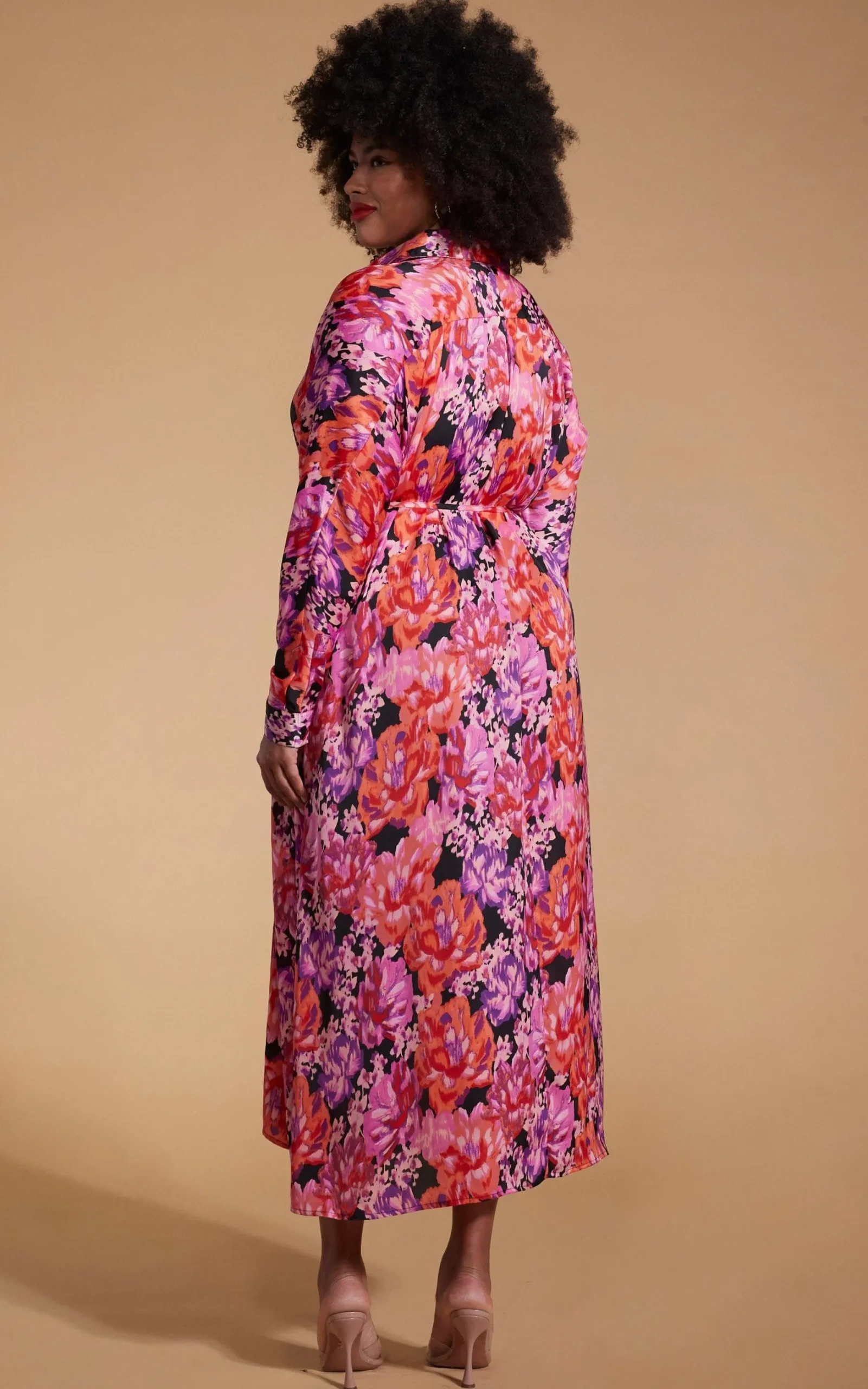 Paris Shirt Dress In Red & Lilac Floral - Extended Sizing