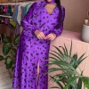 Remy Dress In Abstract Dot Black On Purple- Extended Sizing