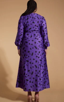 Remy Dress In Abstract Dot Black On Purple- Extended Sizing