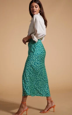Renzo Skirt In Green On Green Leopard
