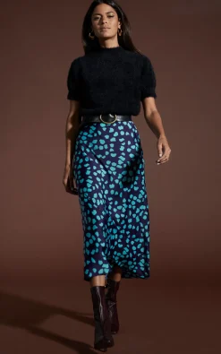 Renzo Skirt In Ice Blue On Navy Cloud