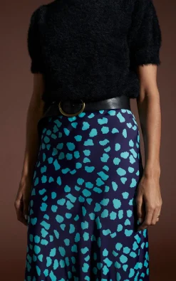 Renzo Skirt In Ice Blue On Navy Cloud