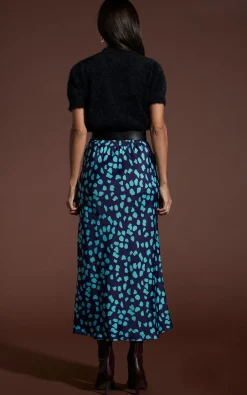 Renzo Skirt In Ice Blue On Navy Cloud