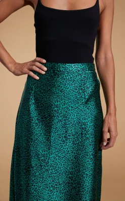 Renzo Skirt In Small Green Leopard